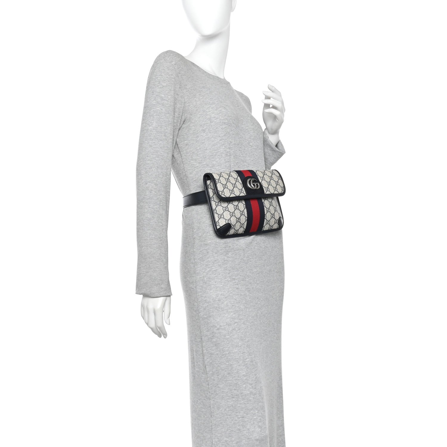 GG Supreme Monogram Web Small Ophidia Belt Bag 90 36 Beige Navy