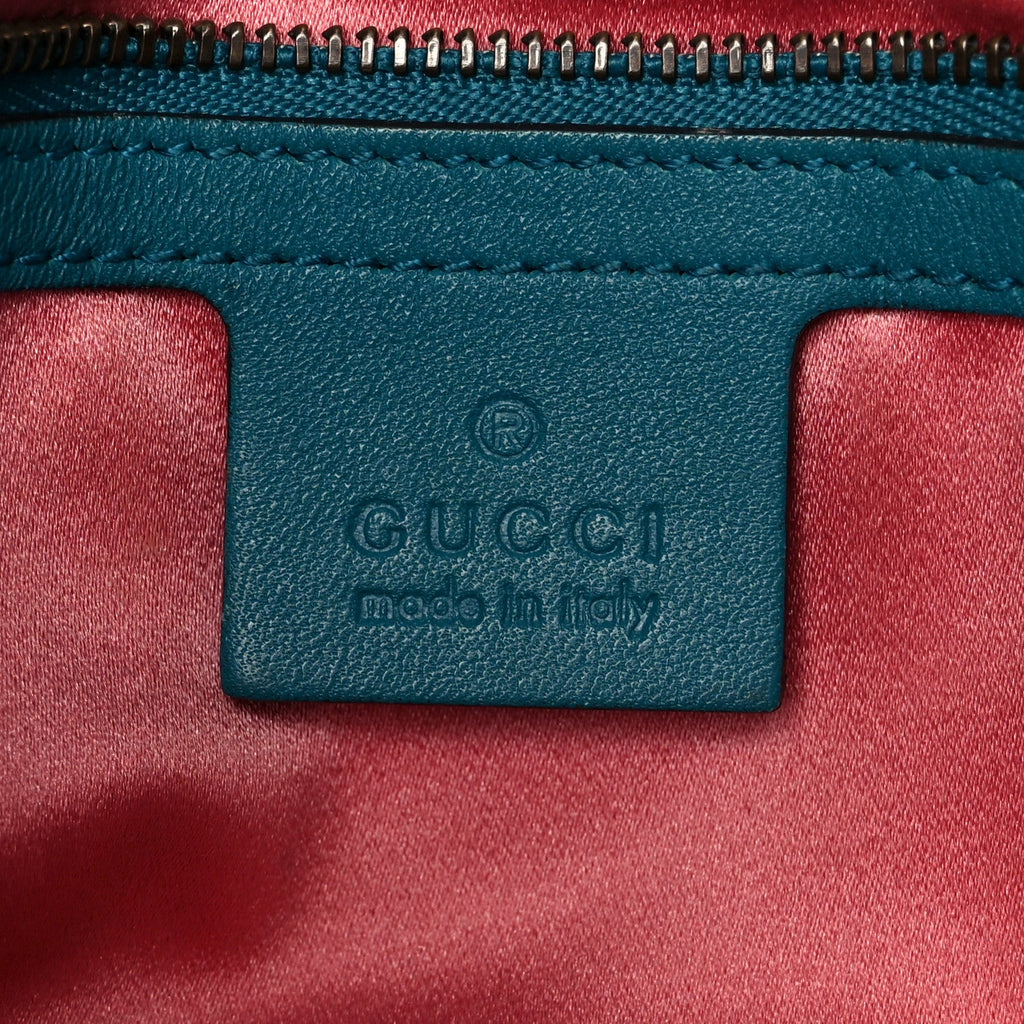 Velvet Matelasse Small GG Marmont Shoulder Bag Pavone Cyan