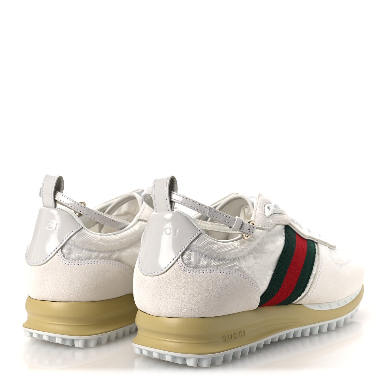 GG Suede Monogram Web Re-Motion Sneakers 37.5 White