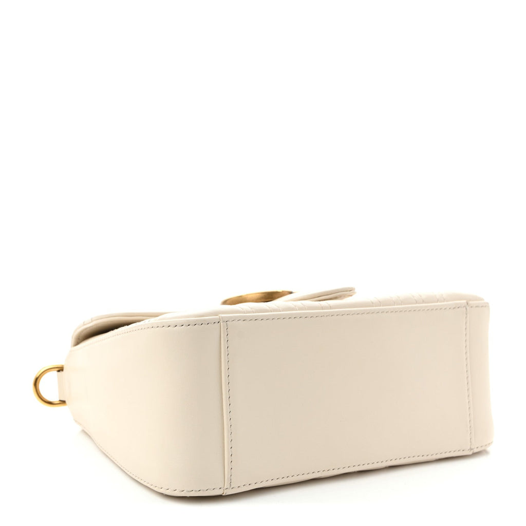 Calfskin Matelasse Mini GG Marmont Top Handle Shoulder Bag White