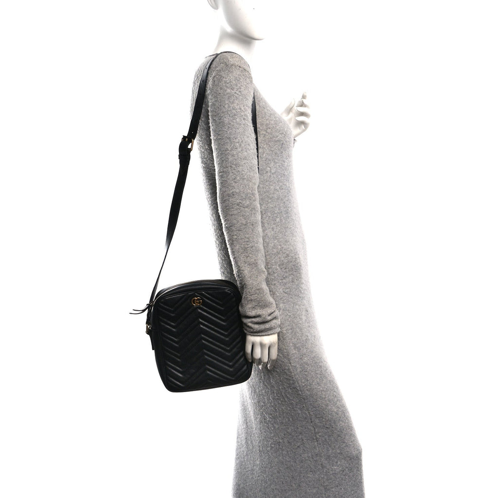 Calfskin Matelasse GG Marmont Travel Bag Black