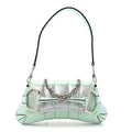 Iridescent Nappa Vertical Matelasse Small Maxi Horsebit Chain Shoulder Bag Iridescent Salvy Green