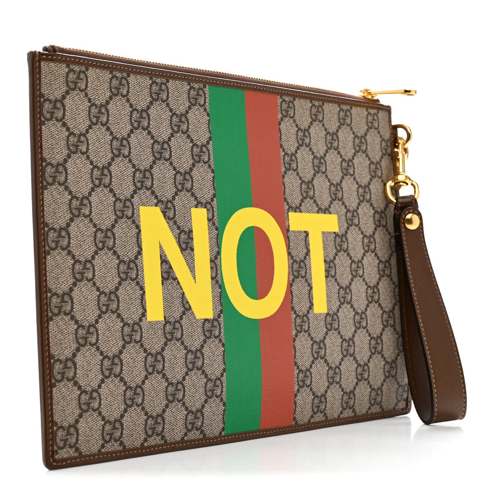 GG Supreme Monogram Fake/Not Interlocking G Documents Holder Beige Brown Sugar