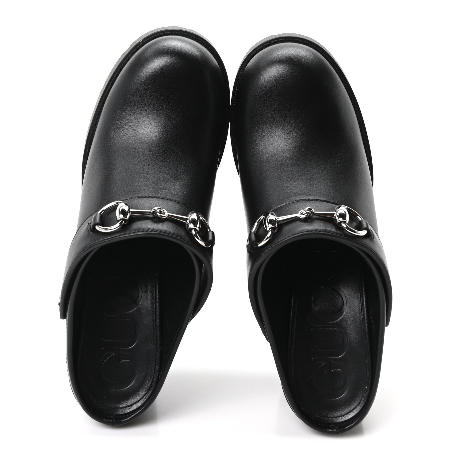 Real Betis Glamour Calfskin Horsebit Platform Mules 37 Black
