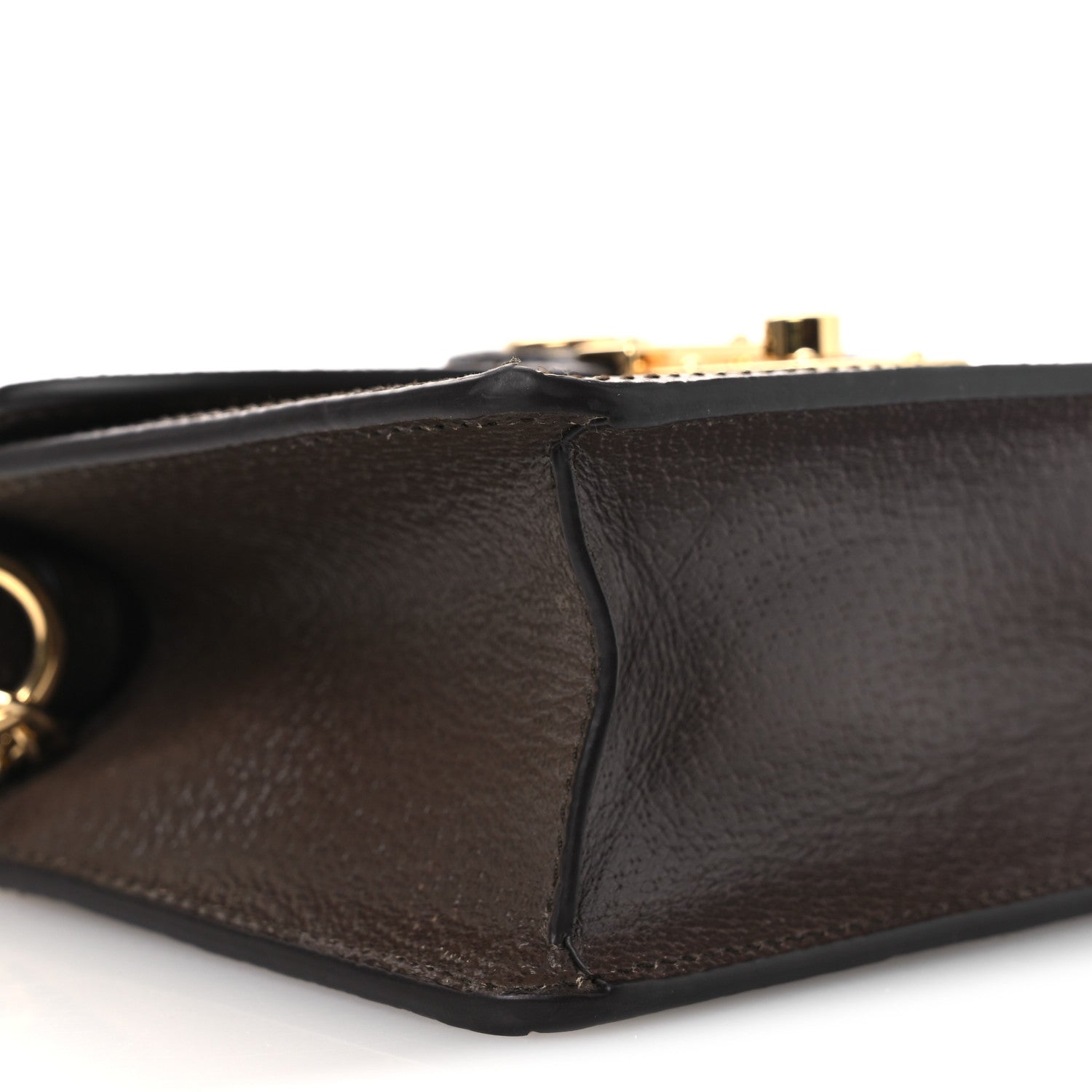 GG Supreme Monogram Textured Dollar Calfskin Web Mini Ophidia Padlock Top Handle Chain Shoulder Bag Beige Ebony New Acero
