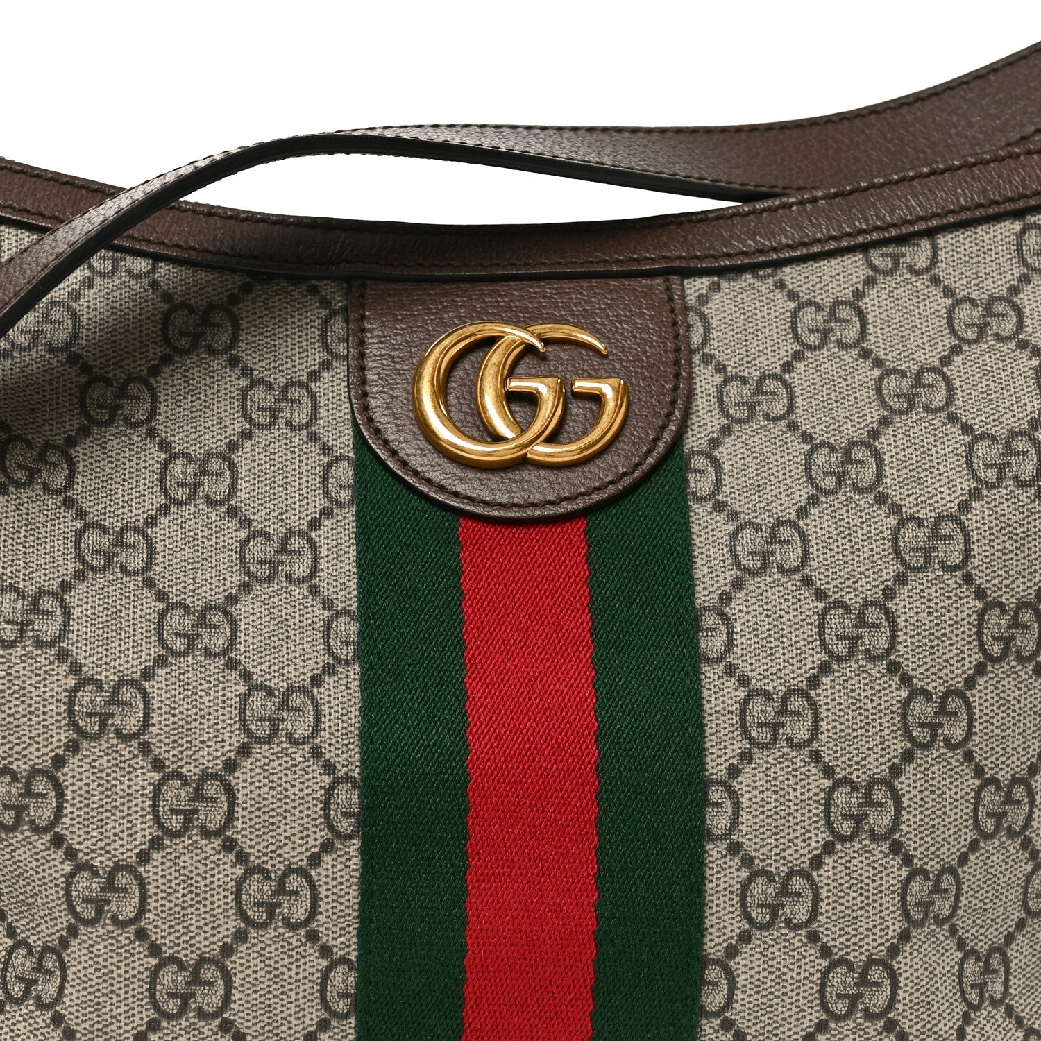 GG Supreme Monogram Web Small Ophidia Half Moon Hobo Brown