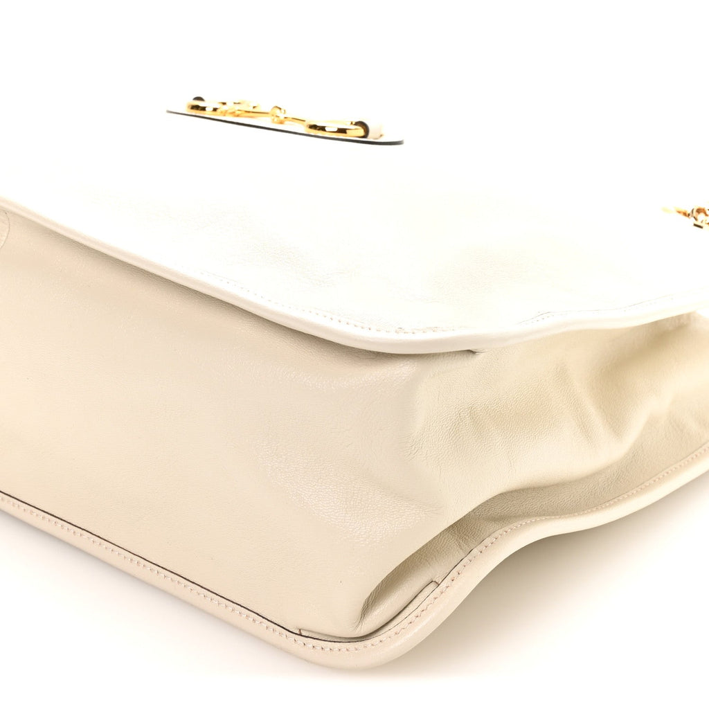 New Sakai Calfskin Lux Large Horsebit 1955 Tote Bag Mystic White