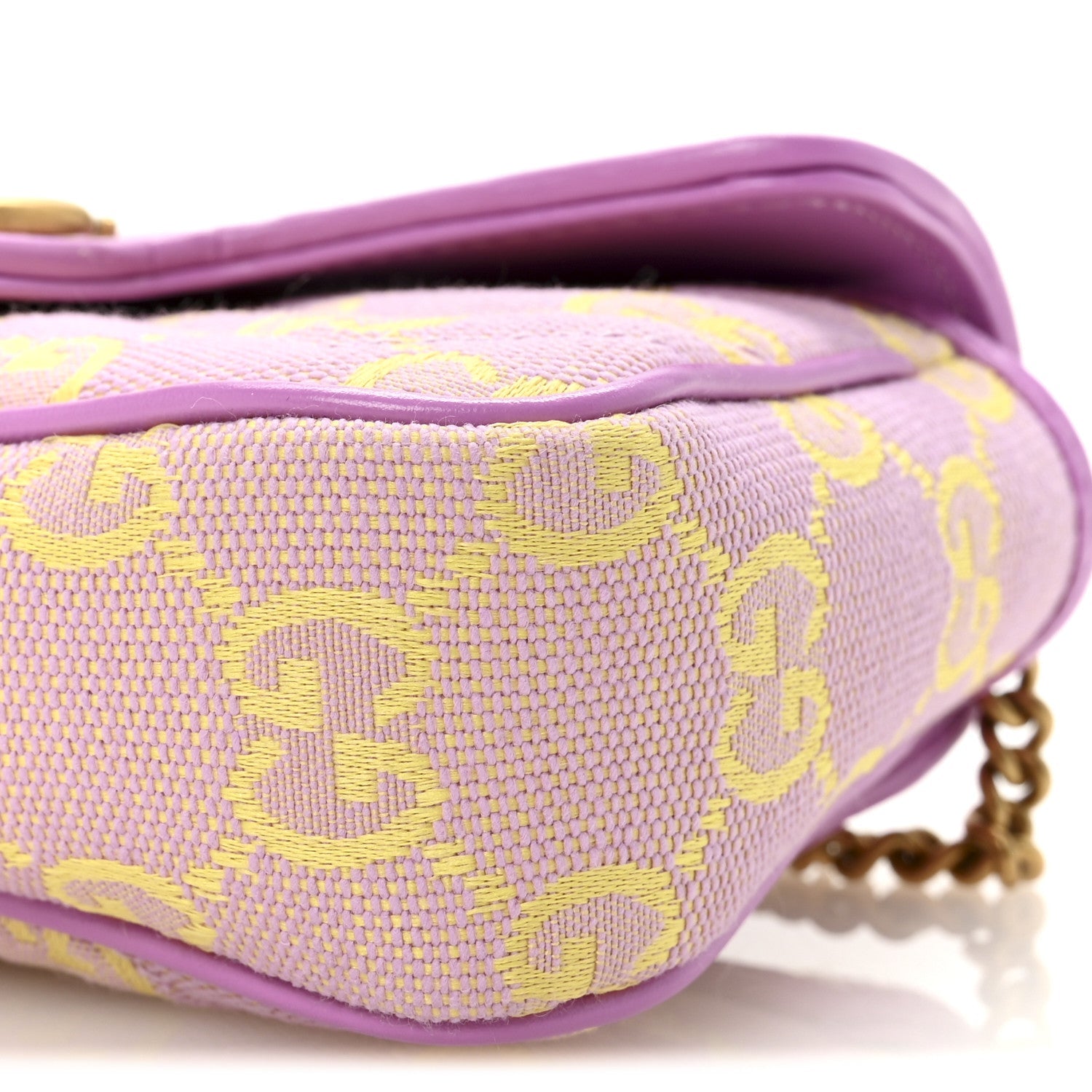 Monogram Super Mini GG Marmont Shoulder Bag Lilac Yellow