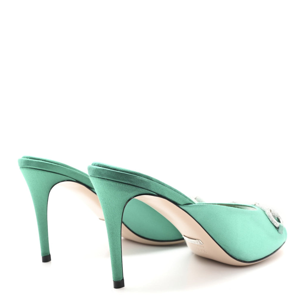 Raso Seta Malaga Kid Crystal Horsebit Sandals 37.5 Jade Caribbean Green