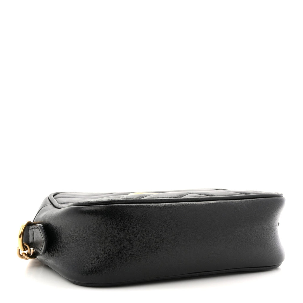 Calfskin Matelasse Mini GG Marmont Chain Shoulder Bag Black