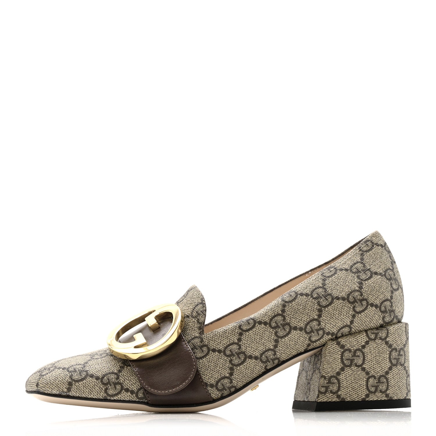 GG Supreme Monogram Malaga Kid Blondie Pumps 35.5 Beige Ebony New Acero