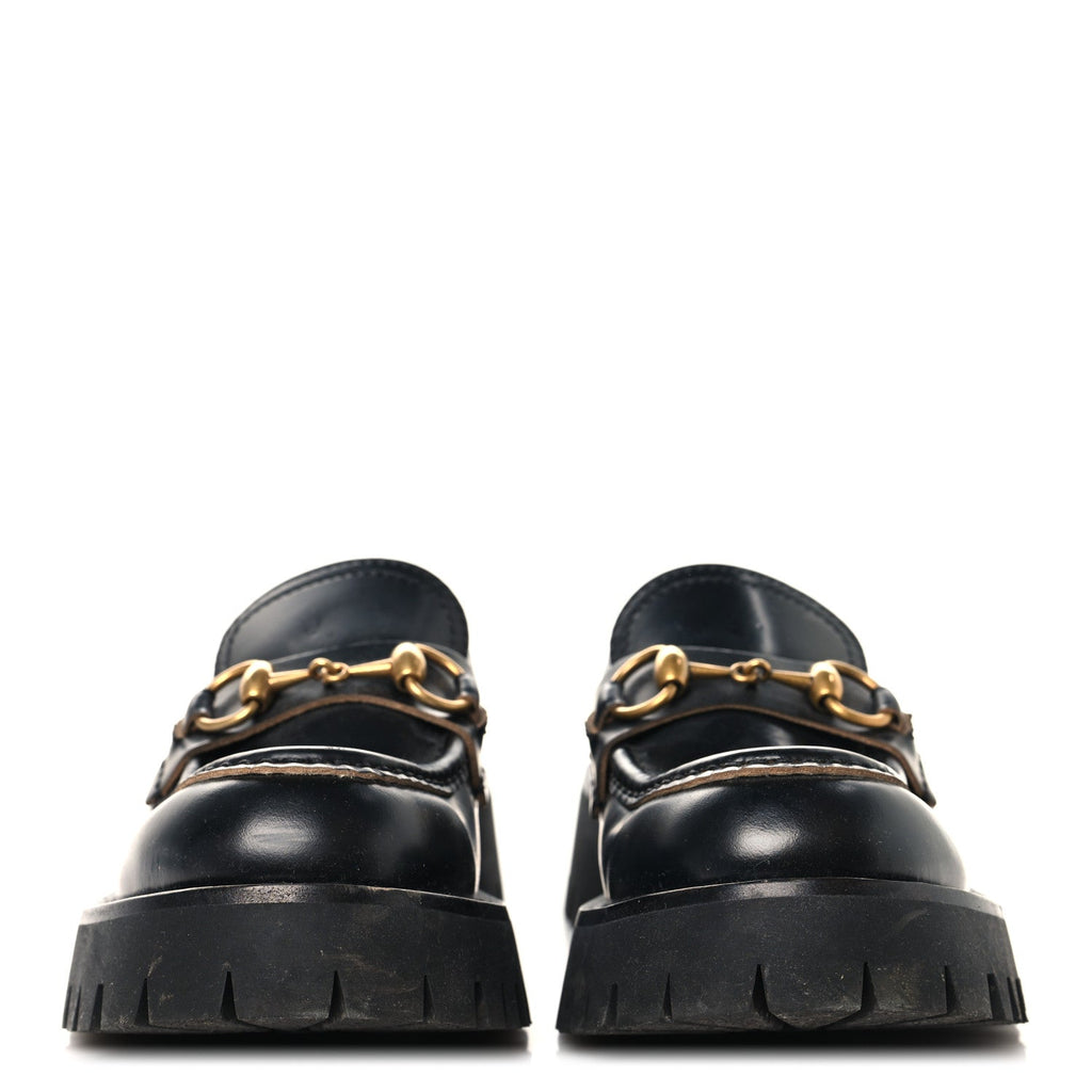 Cordovan Lux Womens Harald Horsebit 25mm Platform Loafers 35 Black