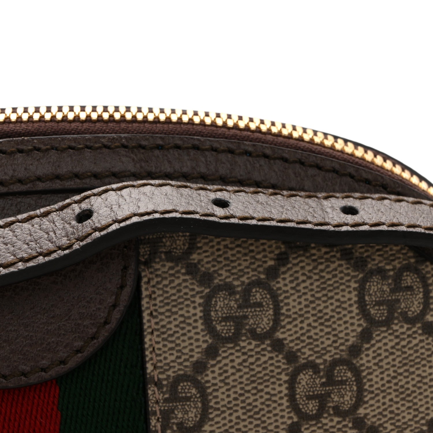 GG Supreme Monogram Textured Dollar Calfskin Web Small Ophidia Dome Shoulder Bag Beige Ebony New Acero