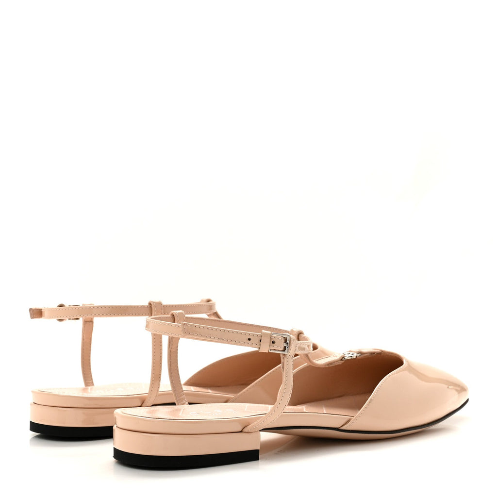Patent Charlotte Petite GG Slingback Flats 36.5 Beige