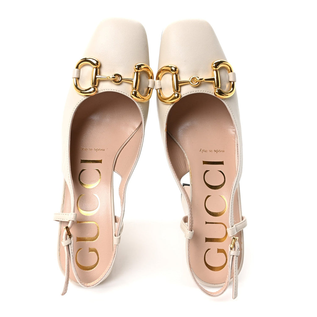 Nappa Horsebit Platform 35/120mm Slingback Pumps 36 New Mystic White