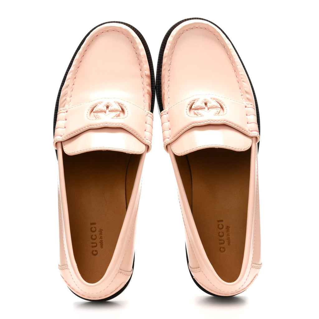 Millennial Ribot Cut Out Interlocking G Loafers 39.5 Perfect Pink