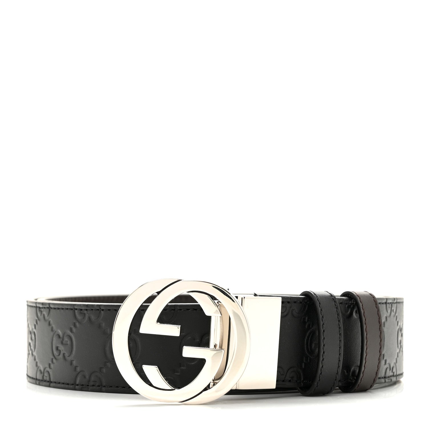 Guccissima Signature Interlocking G Reversible 37mm Belt 100 40 Black Cocoa