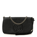 Pebbled Calfskin Medium Soho Flap Crossbody Black
