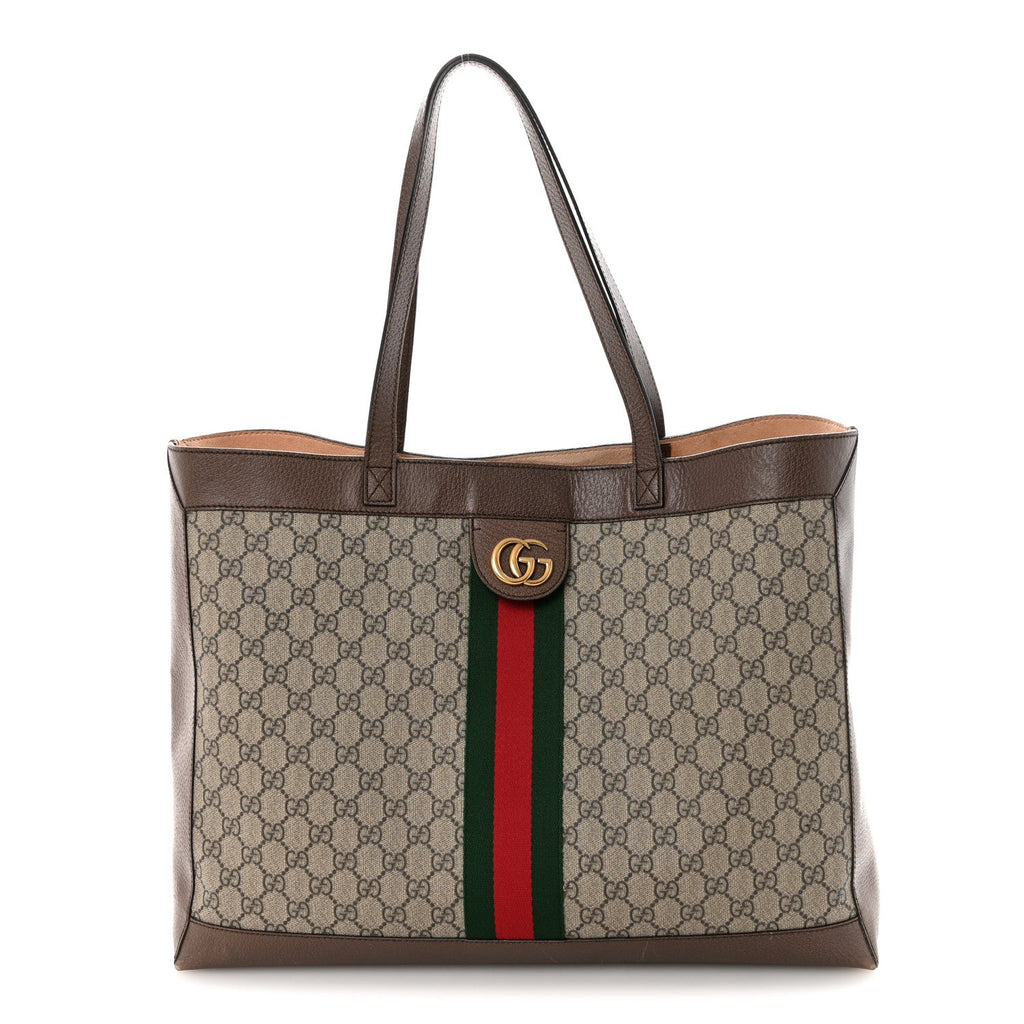 GG Supreme Monogram Web Ophidia Tote Brown