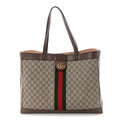 GG Supreme Monogram Web Ophidia Tote Brown