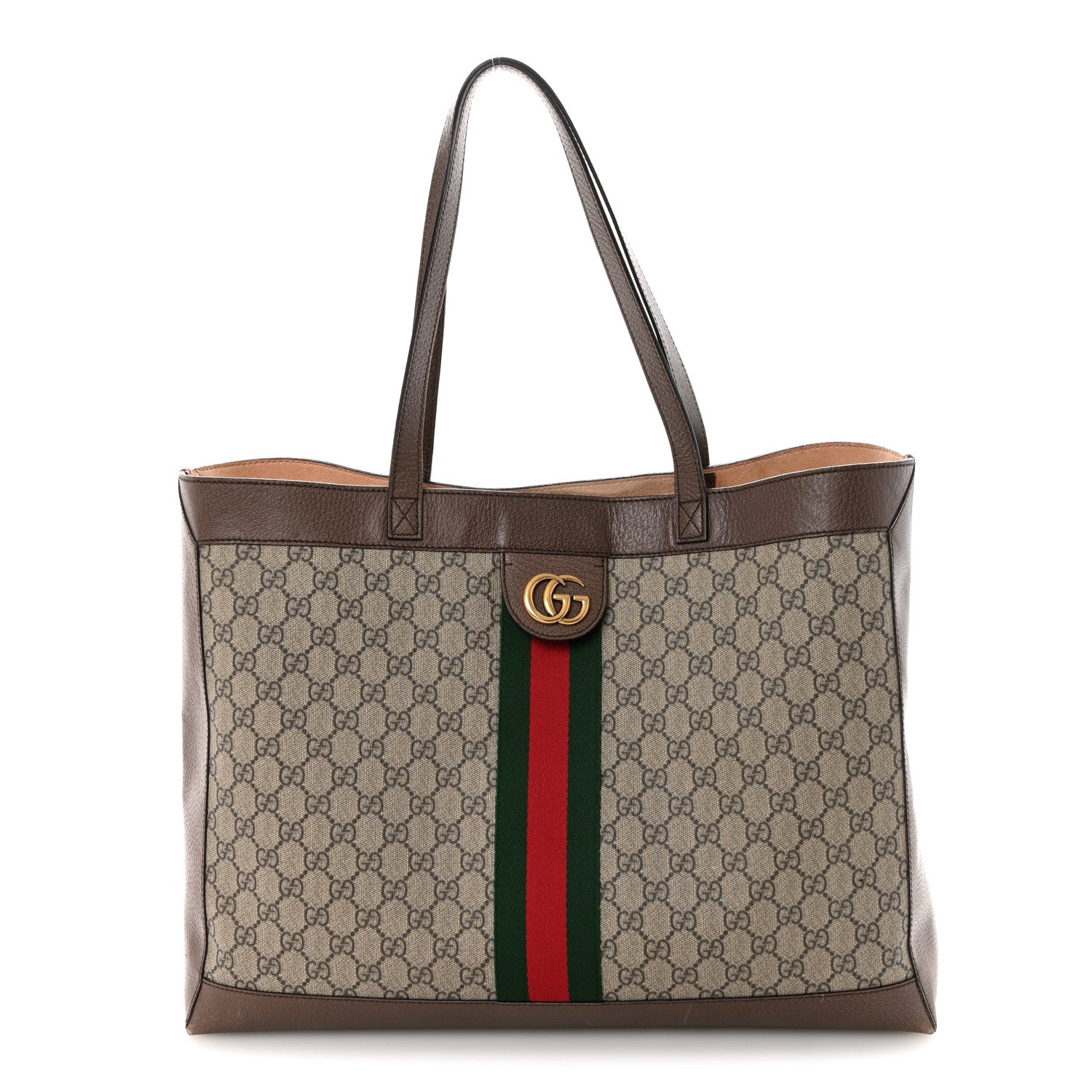 GG Supreme Monogram Web Ophidia Tote Brown