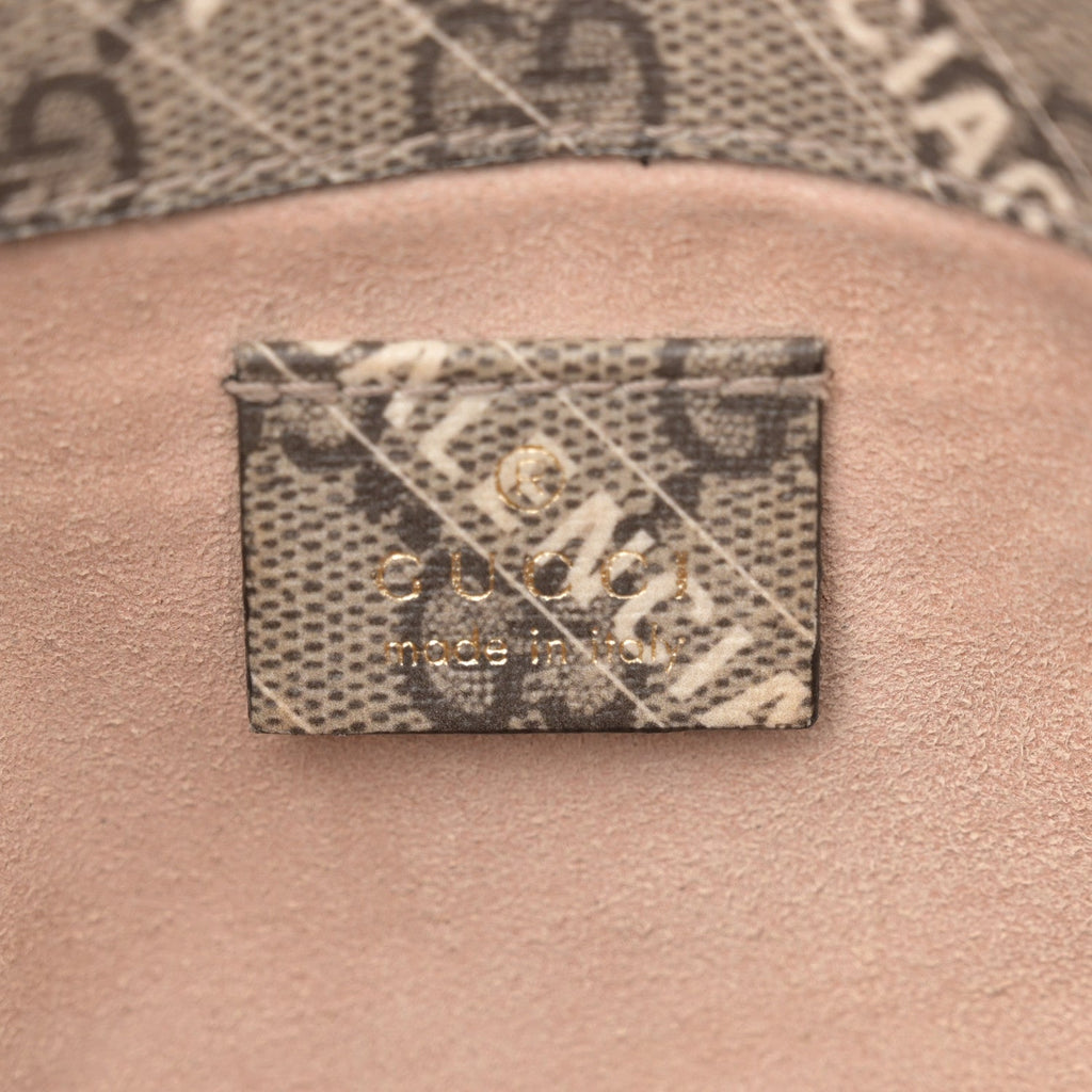 X BALENCIAGA GG Supreme Monogram Web Logo Print Mini Horsebit 1955 Shoulder Bag Beige Ebony