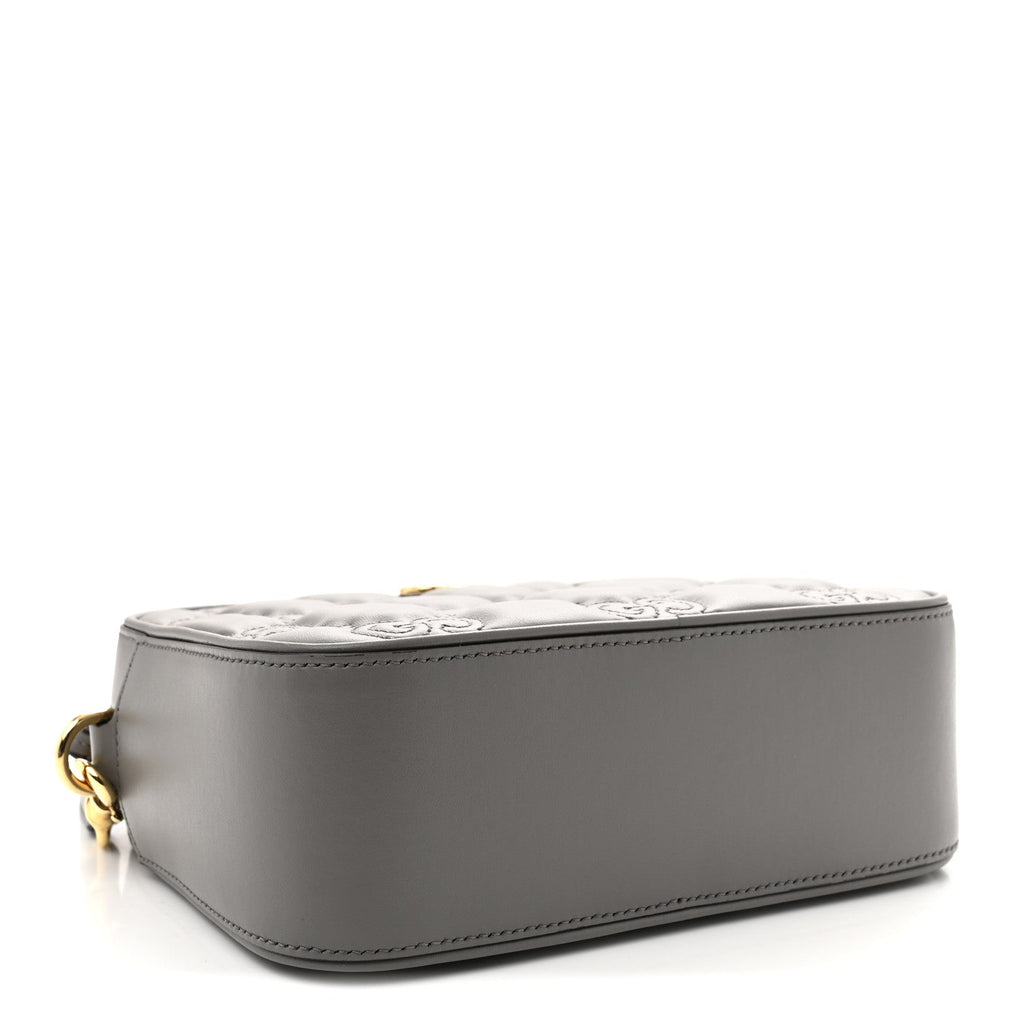 Calfskin GG Matelasse Shoulder Bag Dusty Grey Natural