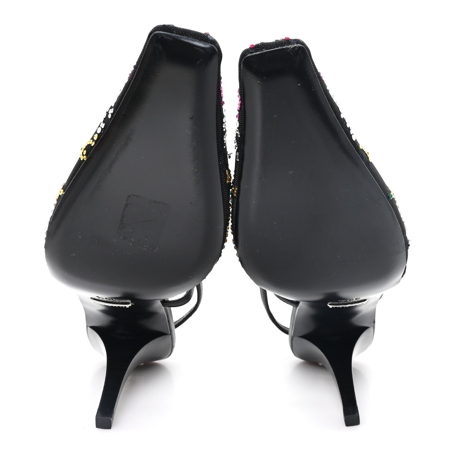 Tela Retino Nappa Charlotte Crystal GG Monogram Square G 75mm Slingback Pumps 39.5 Black