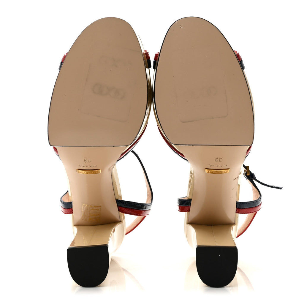 Patent Millie Platform Ankle Strap Sandals 39 Red Blue Agata Sandstorm