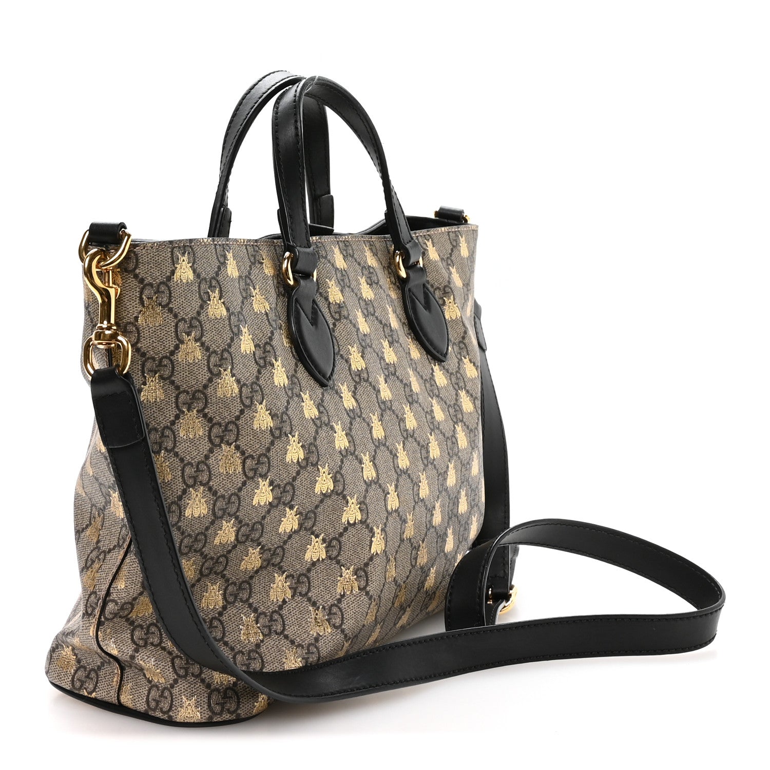 Soft GG Supreme Monogram Bees Small Crossbody Tote Beige Oro Black
