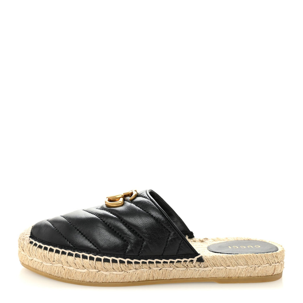 Nappa Matelasse GG Marmont Espadrille Slippers 36 Black