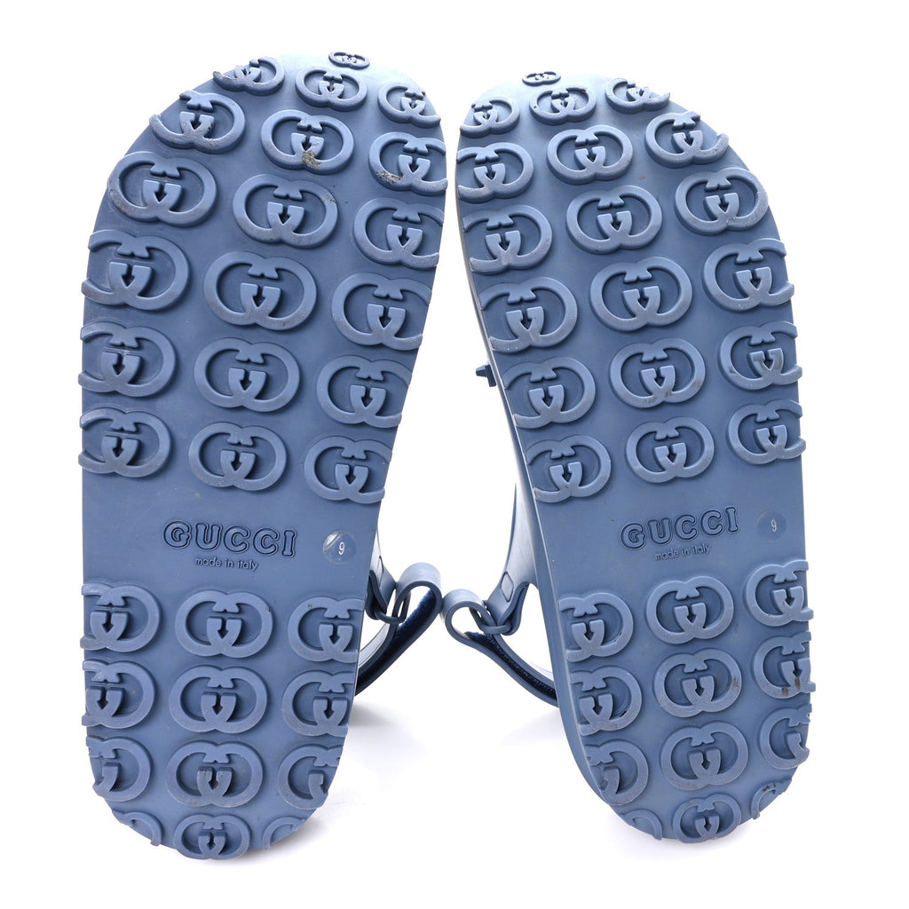 Soft Rubber Horsebit Touch Mens Strapped Sandals 9 Washed Indigo