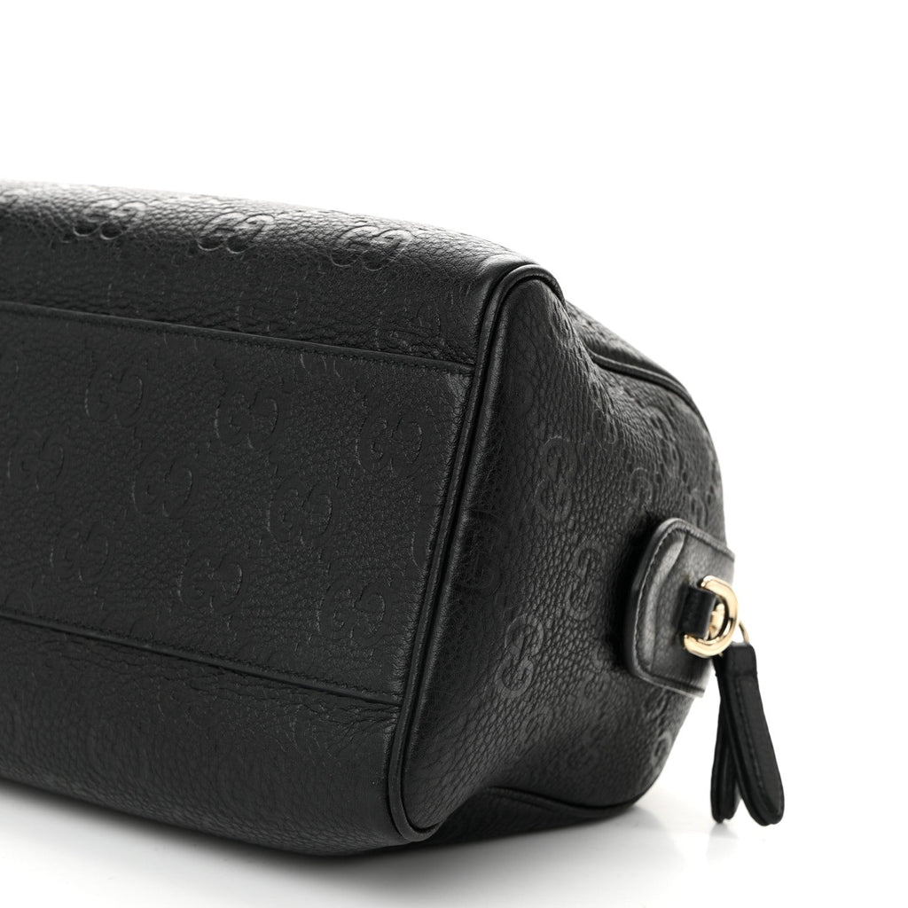 Calfskin GG Emblem Small Top Handle Bag Black