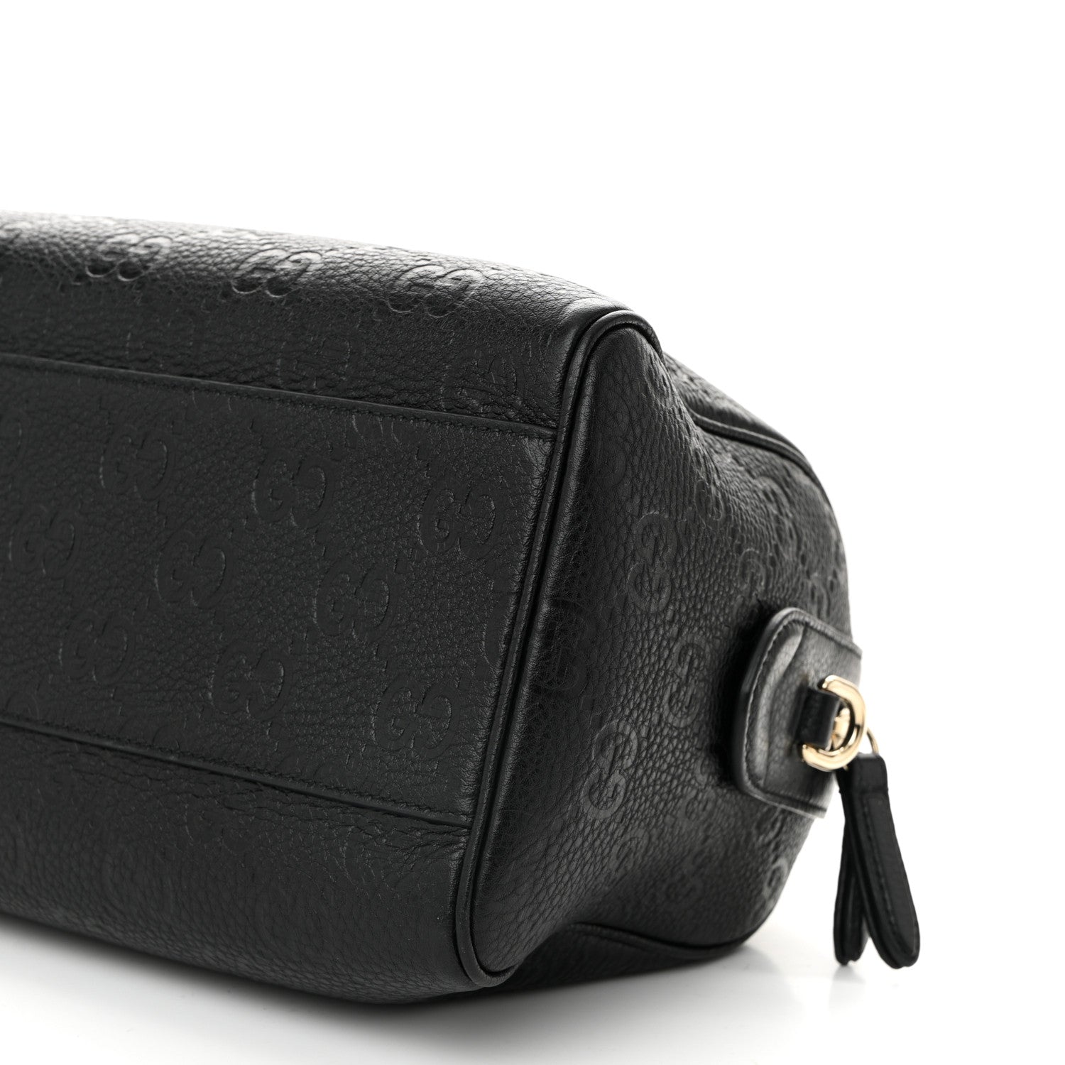 Calfskin GG Emblem Small Top Handle Bag Black
