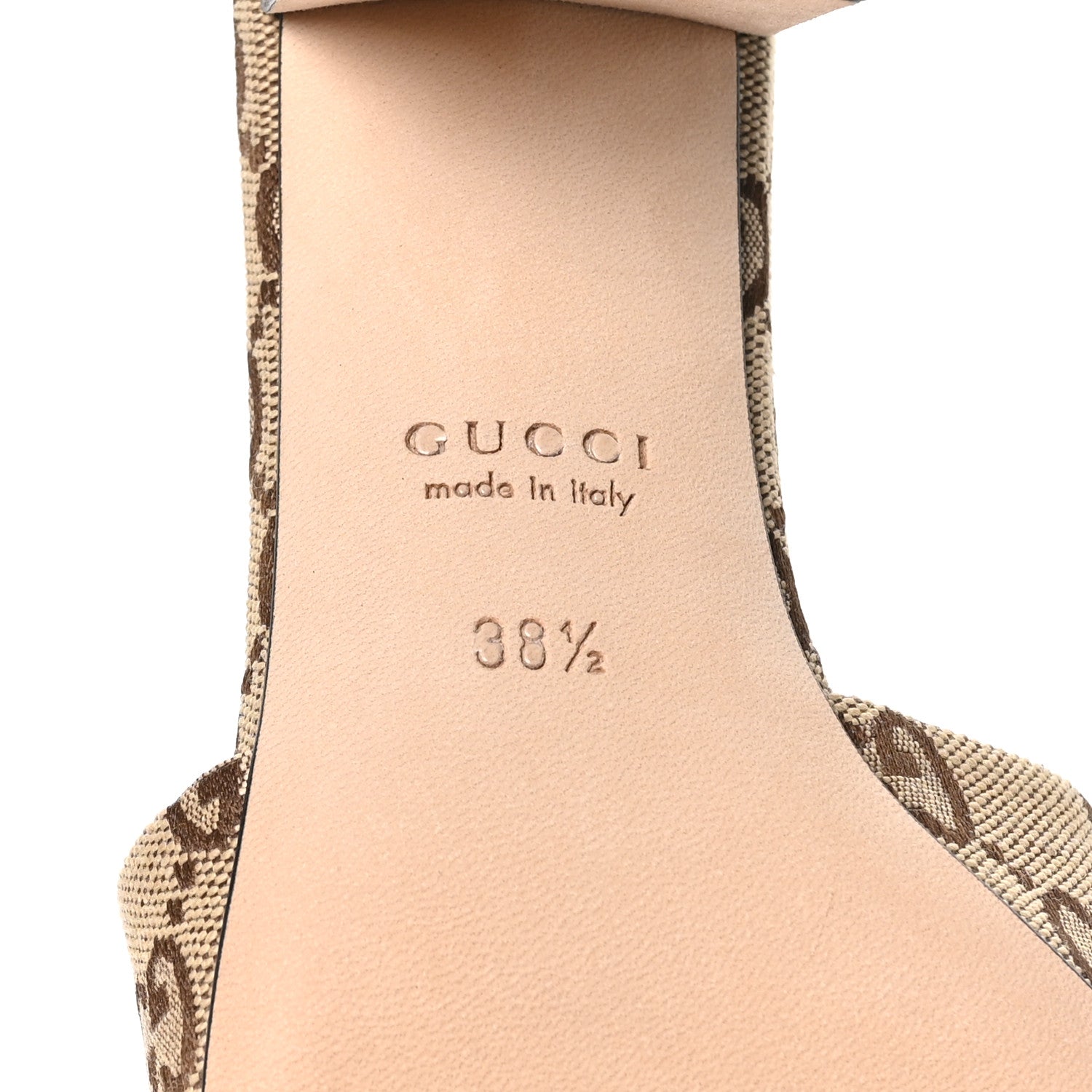 GG Monogram Horsebit Slide Sandals 38.5 Camel Brown
