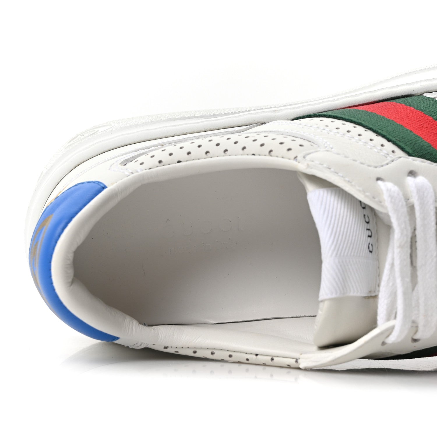 Calfskin Web Perforated Womens Platform 55mm Sneakers 37.5 White Bright Splash