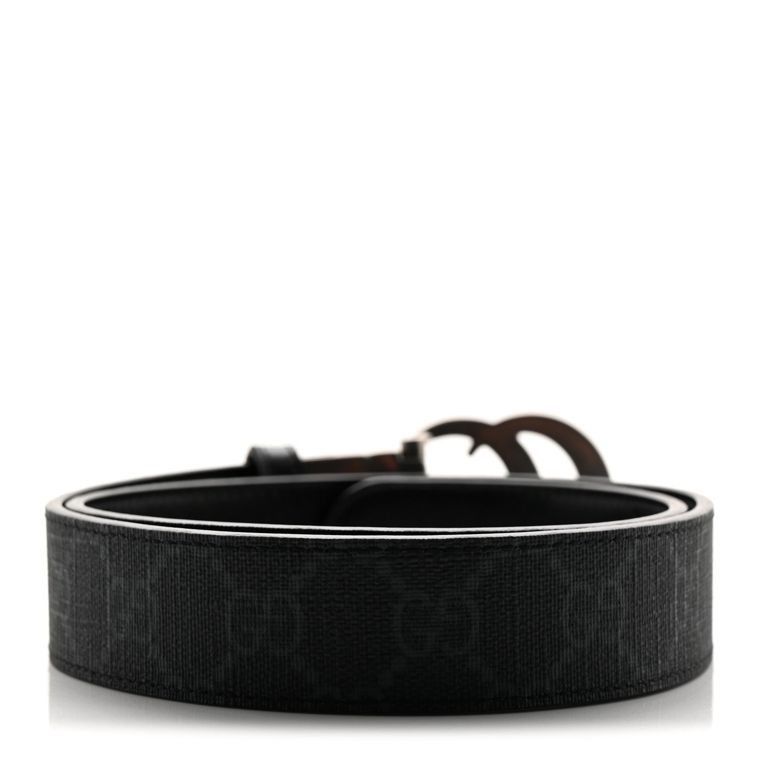 GG Supreme Monogram Plutone Calfskin Palladium Double G Reversible 30mm Belt 70 28 Black