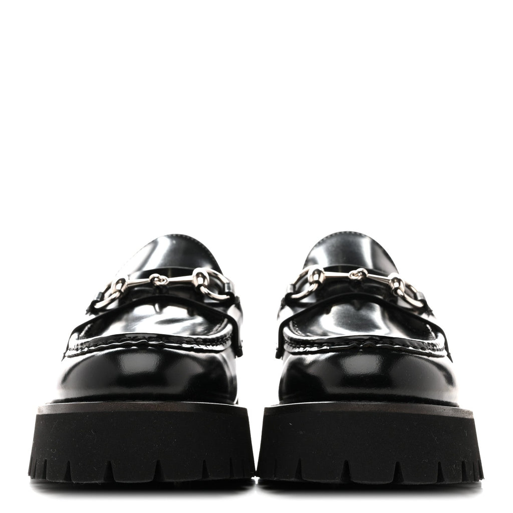 Cordovan Lux Womens Horsebit 45mm Platform Loafers 39.5 Black