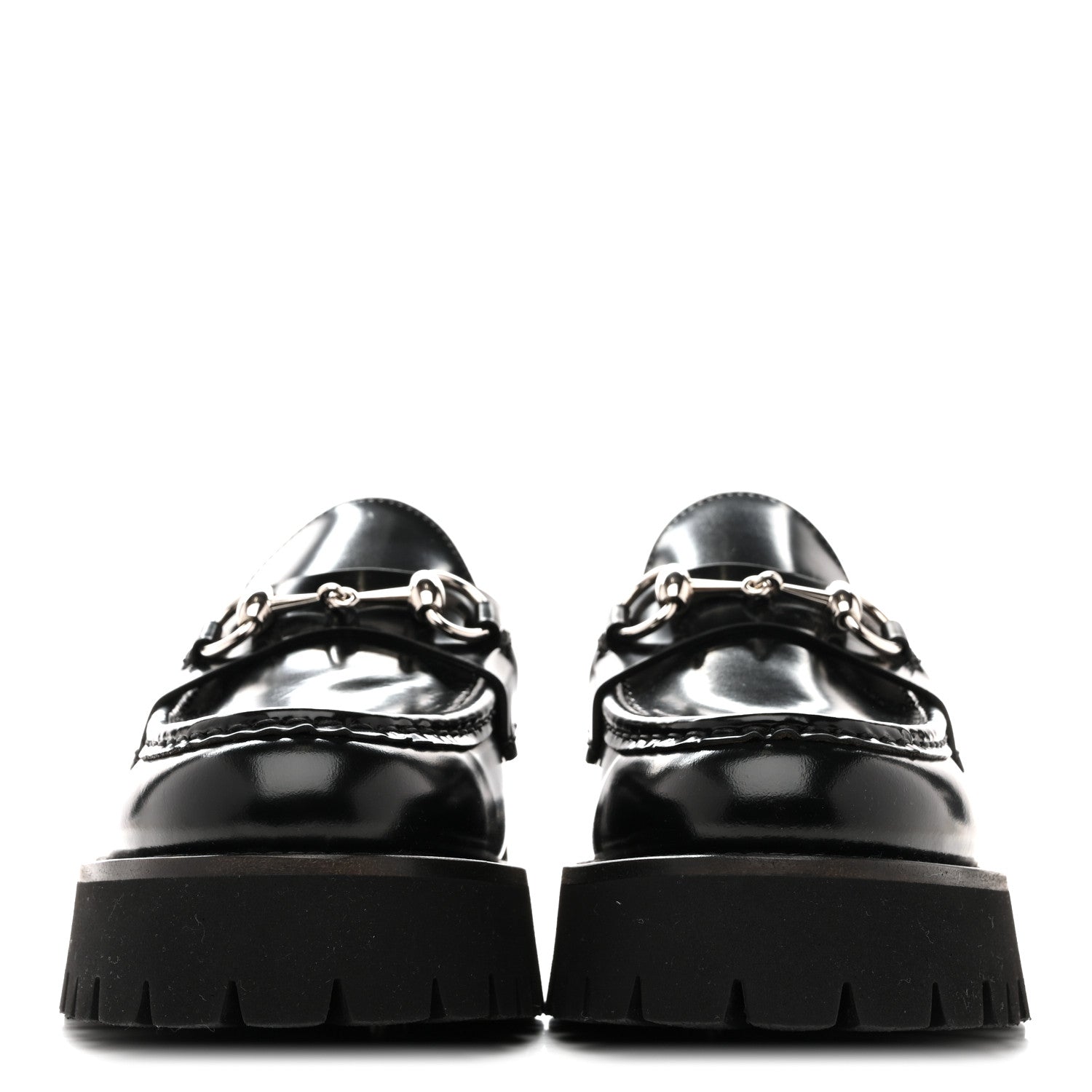 Cordovan Lux Womens Horsebit 45mm Platform Loafers 39.5 Black