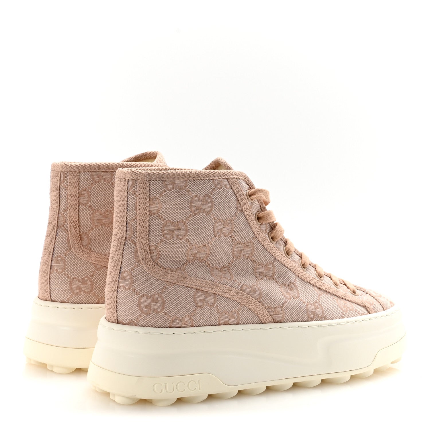 New Canvas GG Monogram Womens Tennis 1977 High Top 55mm Platform Sneakers 39 Skin Rose Dark Skin Rose