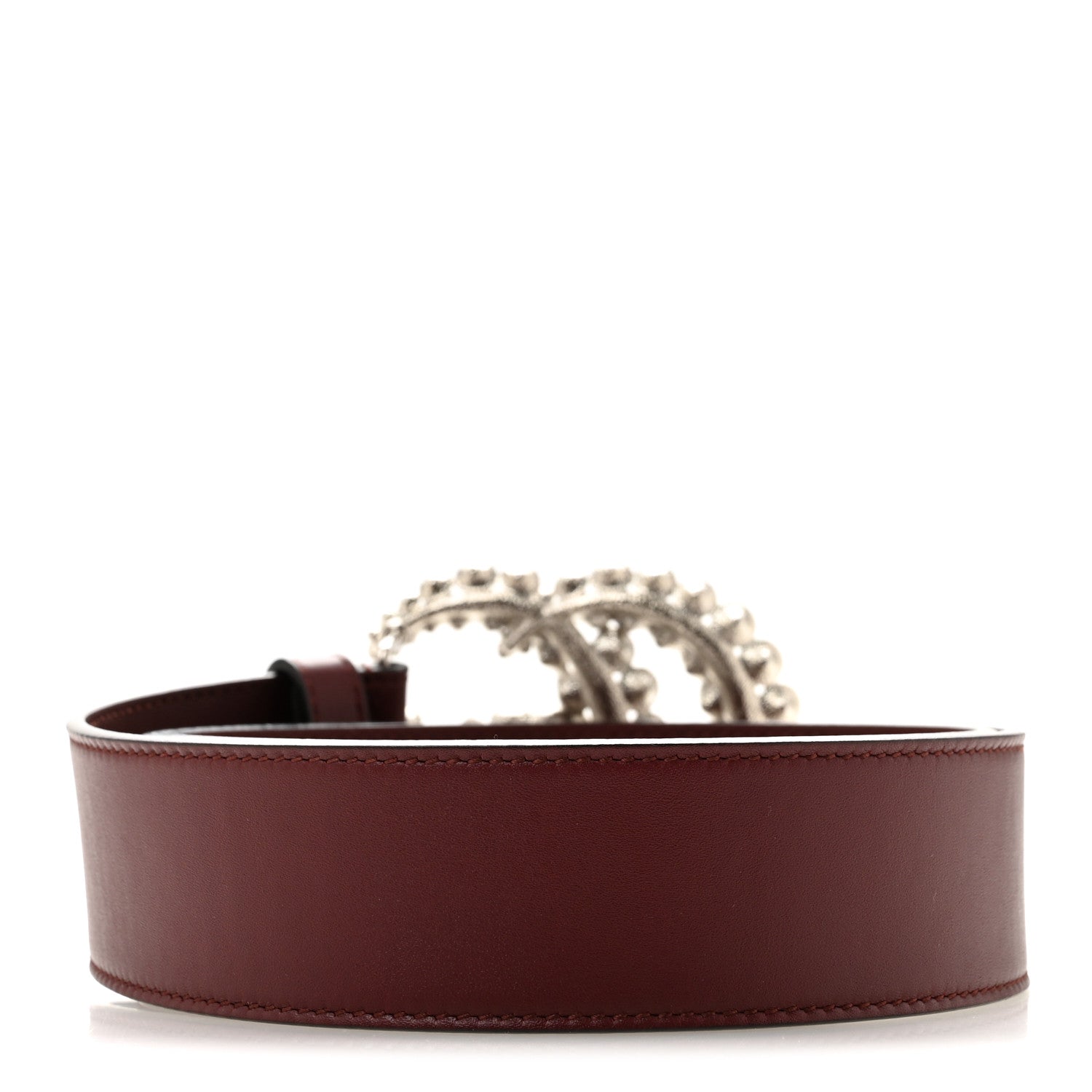 Calfskin Crystal Double G 40mm Belt 95 38 Vintage Bordeaux