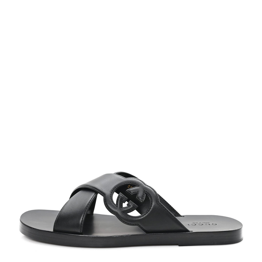 Cosmos Softy Calfskin Interlocking G Sandals 12 Black