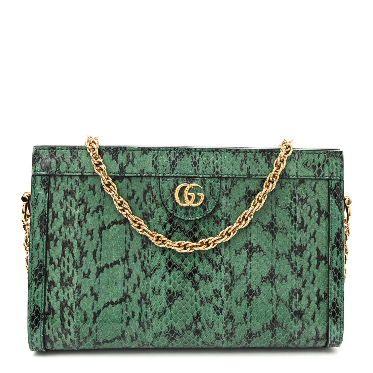 Snakeskin GG Small Ophidia Chain Shoulder Bag Green