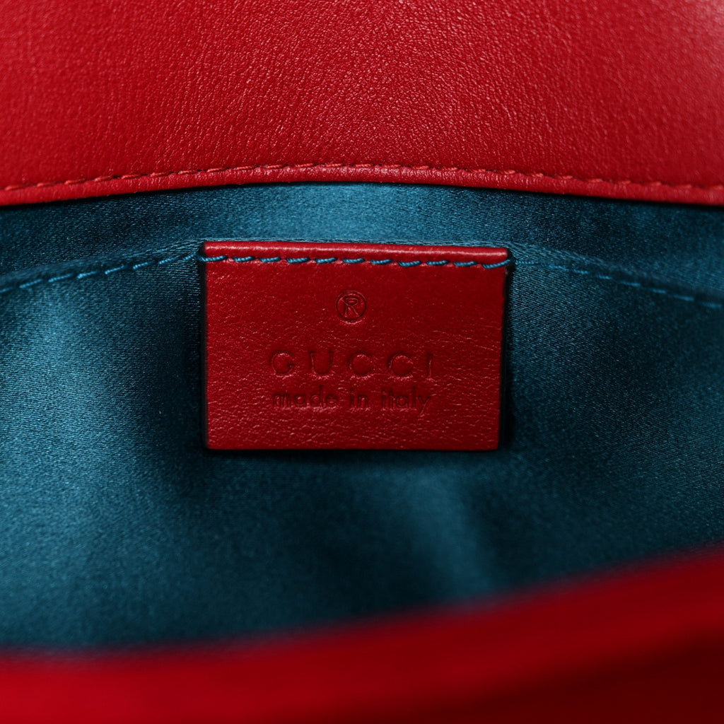 Velvet Matelasse Mini GG Marmont Shoulder Bag Hibiscus Red