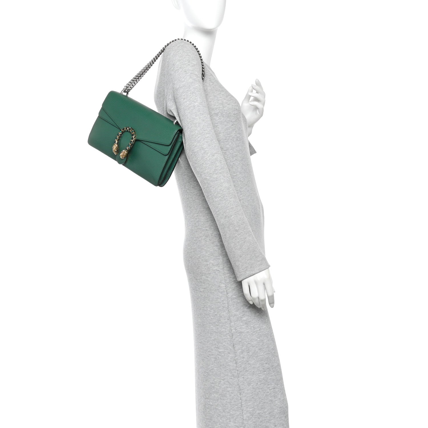Pebbled Calfskin Small Dionysus Shoulder Bag Emerald