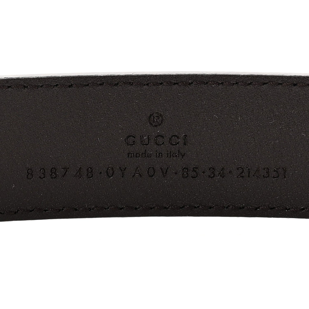 Plutone Calfskin Plaque GG 30mm Belt 85 34 Cocoa