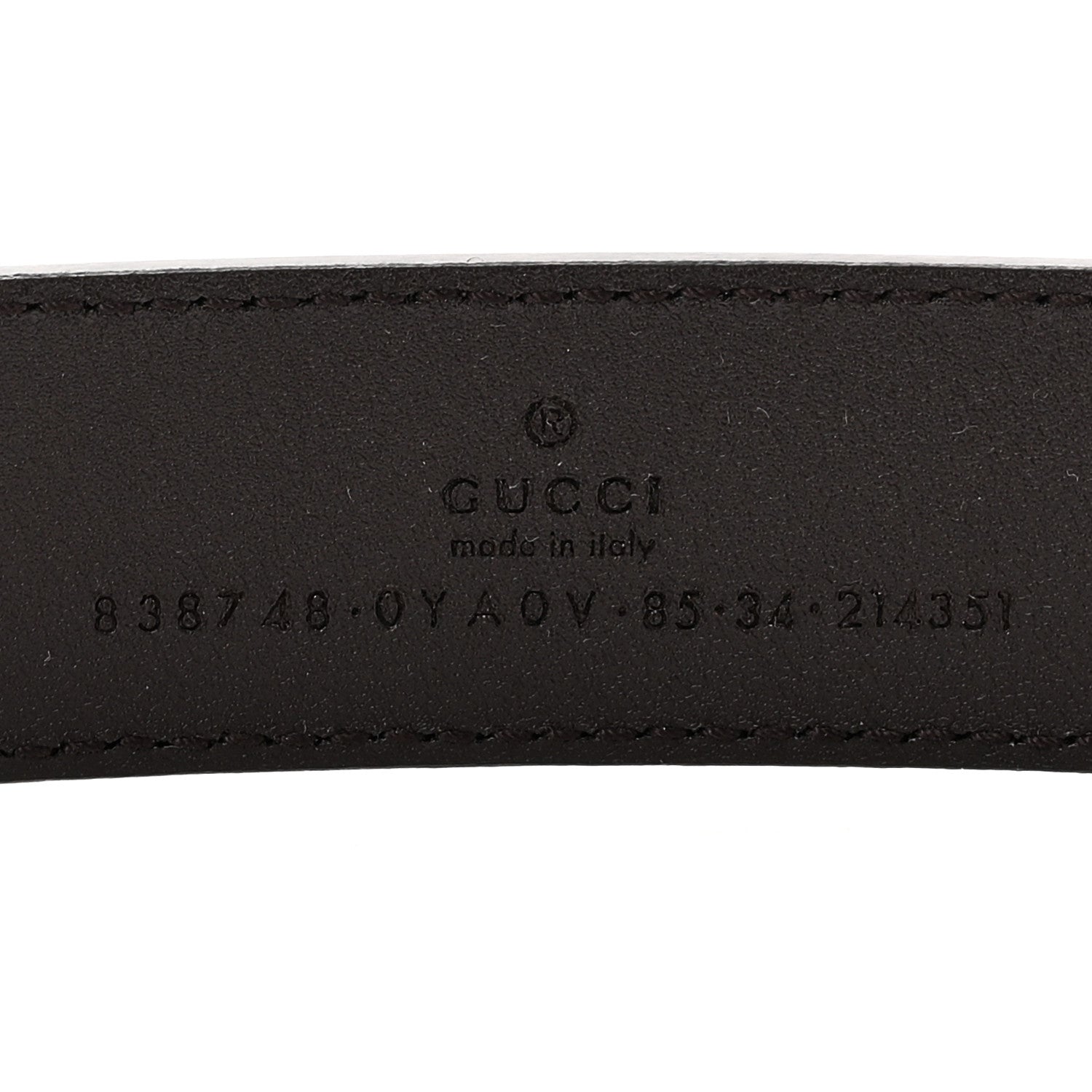 Plutone Calfskin Plaque GG 30mm Belt 85 34 Cocoa