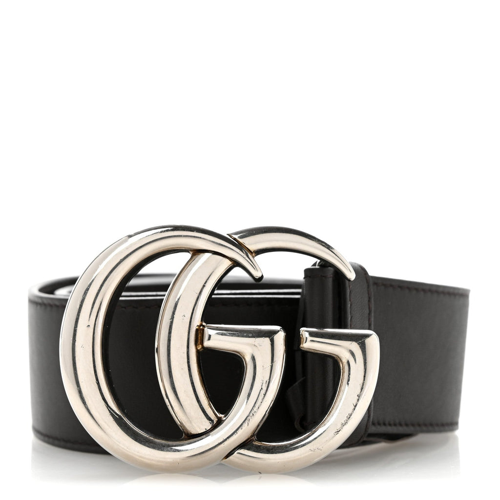 Moon Calfskin Nickel Double G 40mm Belt 85 34 Dark Cocoa