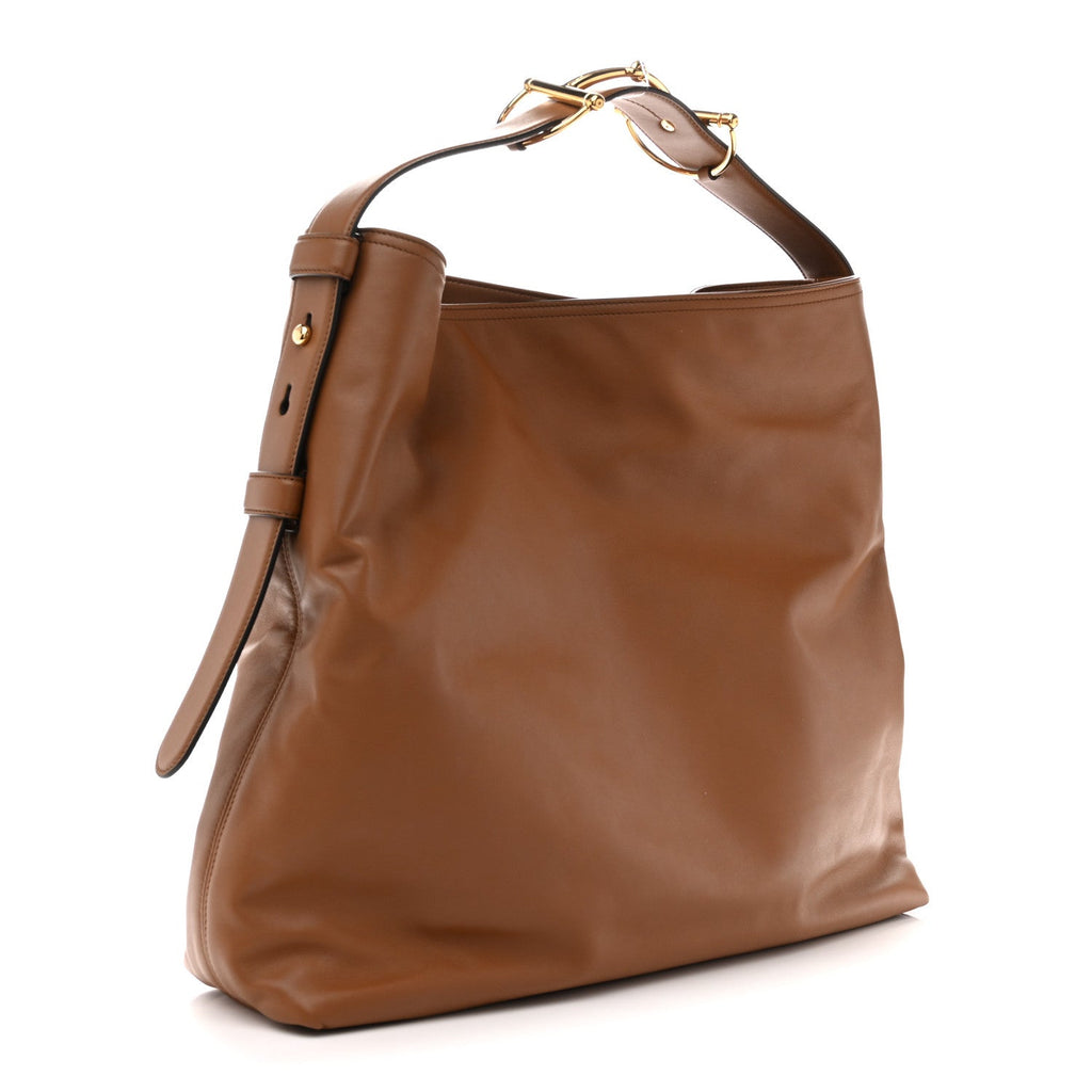 Calfskin Beatrix Horsebit Large Tote Bag Brown