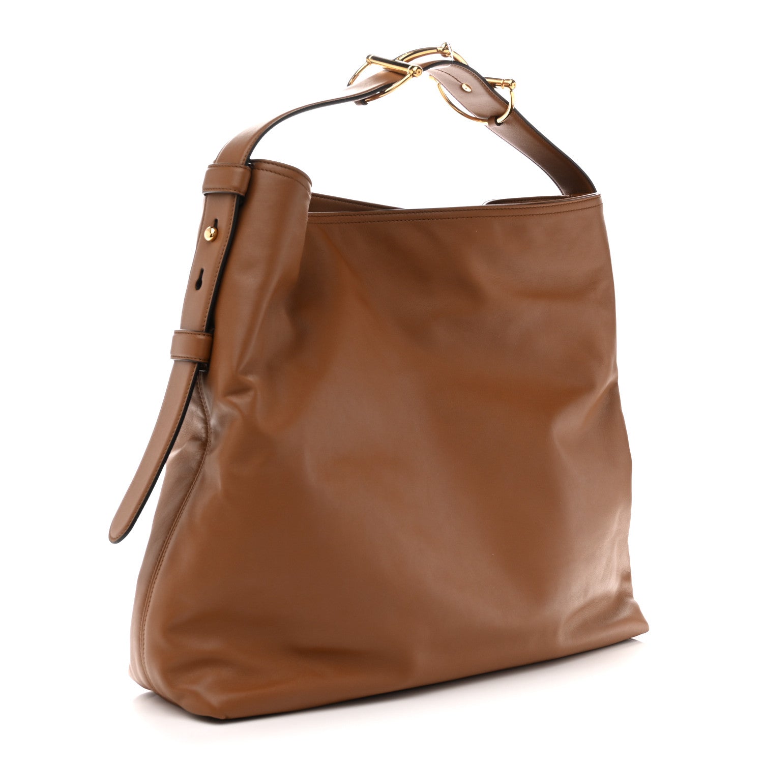 Calfskin Beatrix Horsebit Large Tote Bag Brown